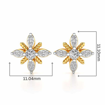 Tiny Sunflower Studs - Yellow Gold - Image 2