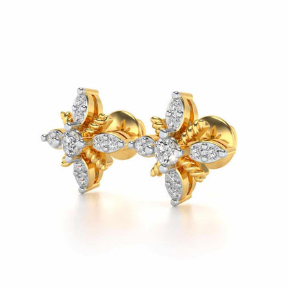 Tiny Sunflower Studs - Yellow Gold - Image 3