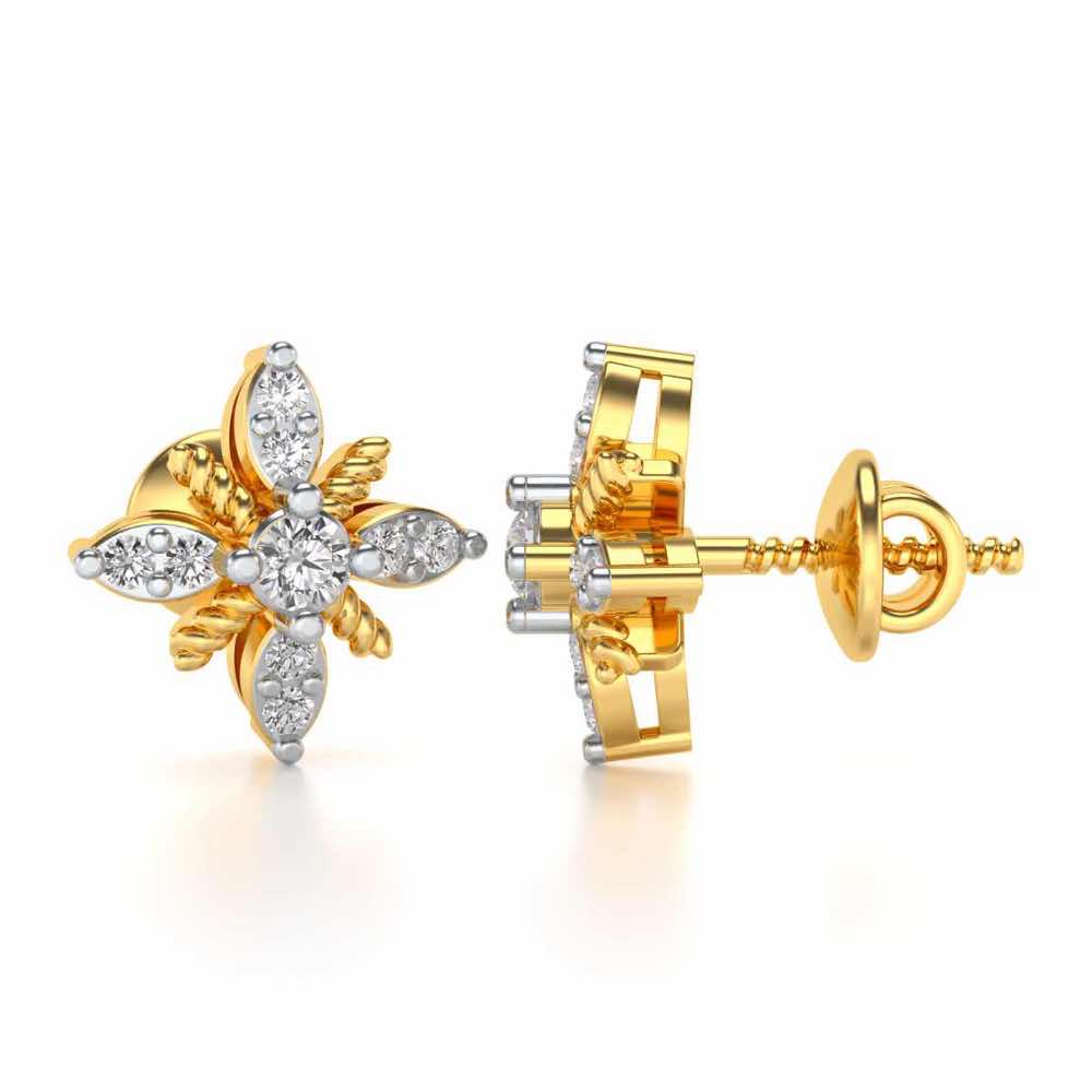 Tiny Sunflower Studs - Yellow Gold - Image 4