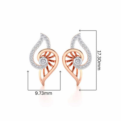 Tourner Dagger Silver Studs - Rose Gold - Image 2