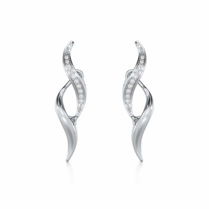 Tranquil Breeze Silver Earrings - White Gold - Image 1