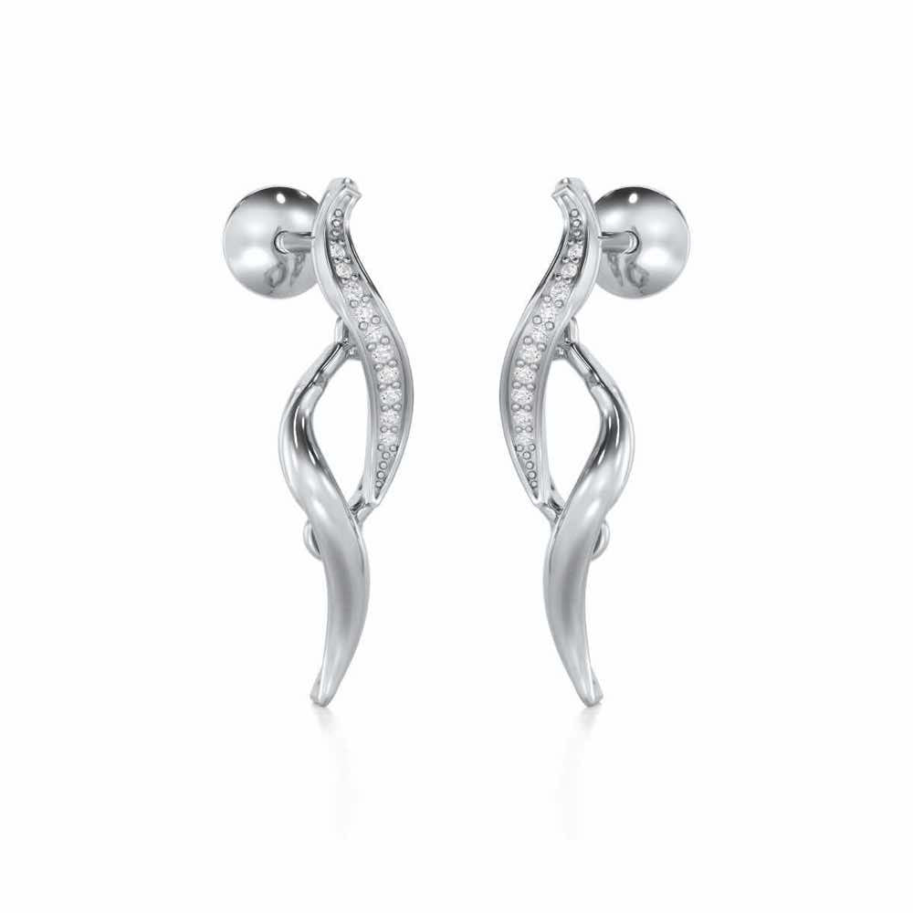 Tranquil Breeze Silver Earrings - White Gold - Image 2