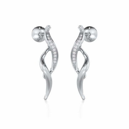 Tranquil Breeze Silver Earrings - White Gold - Image 2