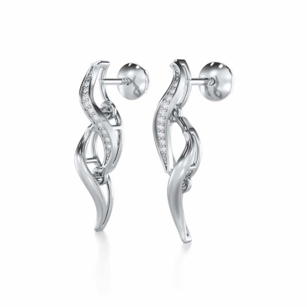 Tranquil Breeze Silver Earrings - White Gold - Image 3