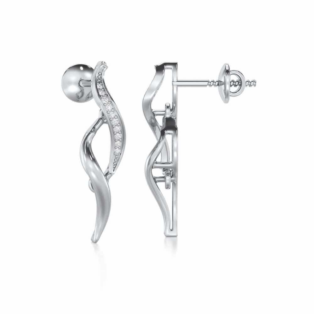 Tranquil Breeze Silver Earrings - White Gold - Image 4