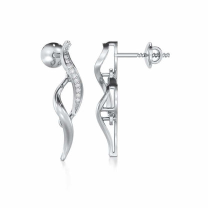 Tranquil Breeze Silver Earrings - White Gold - Image 4