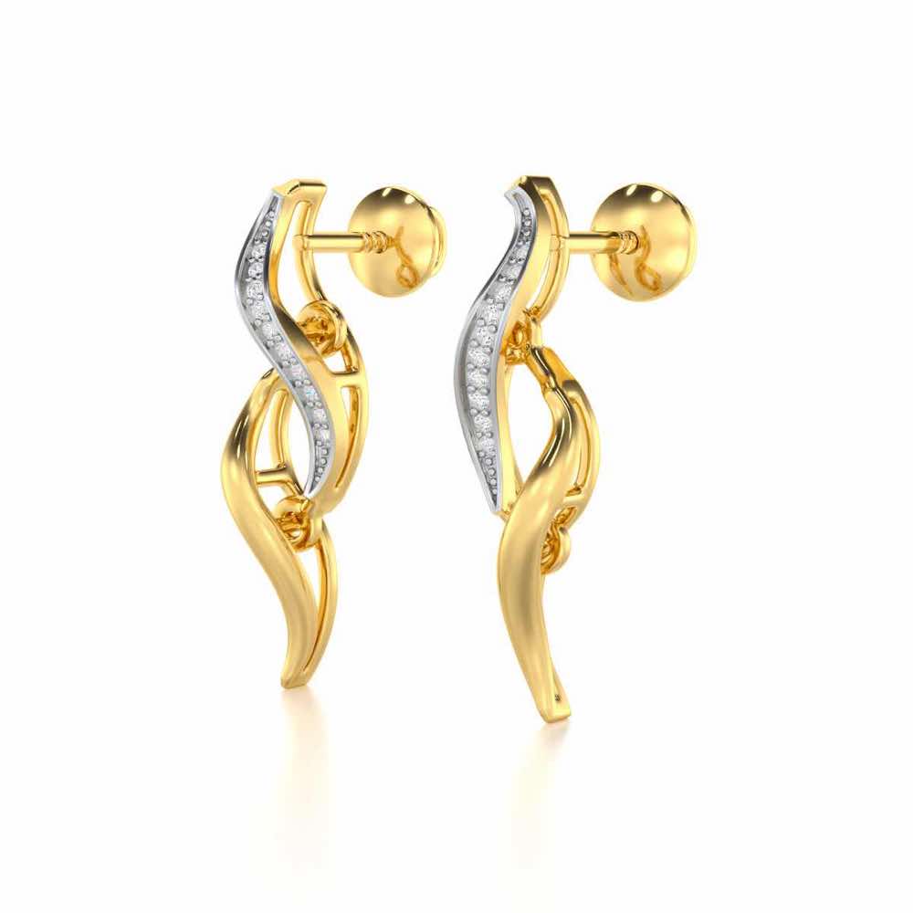 Tranquil Breeze Silver Earrings - Yellow Gold - Image 3
