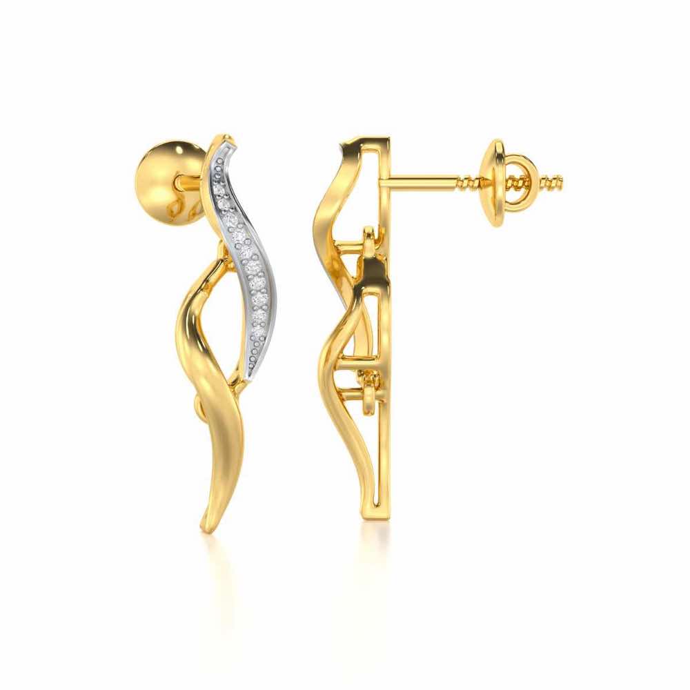Tranquil Breeze Silver Earrings - Yellow Gold - Image 4
