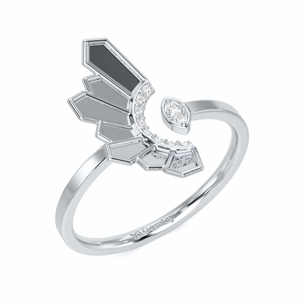 Tranquil Flame Silver Ring - White Gold - Image 1