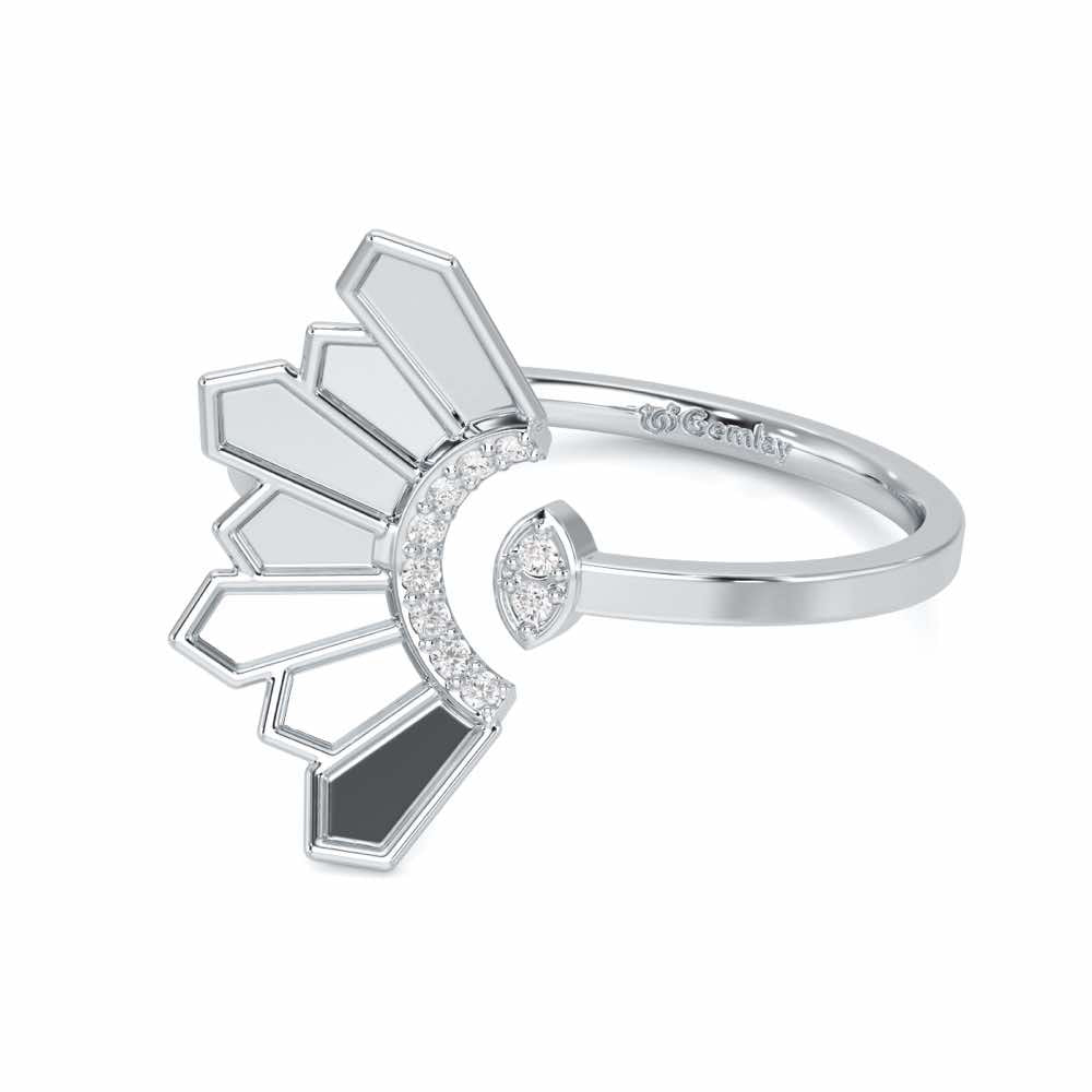 Tranquil Flame Silver Ring - White Gold - Image 2