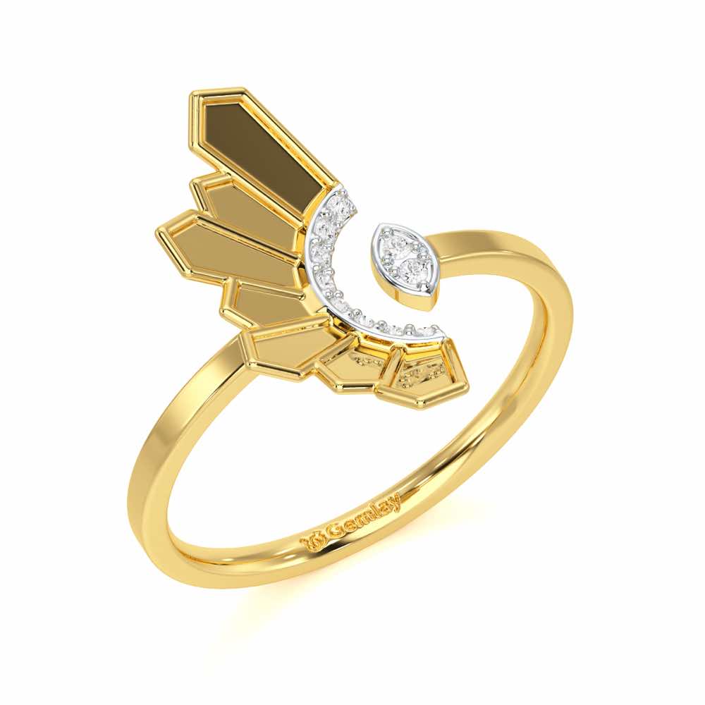 Tranquil Flame Silver Ring - Yellow Gold - Image 1