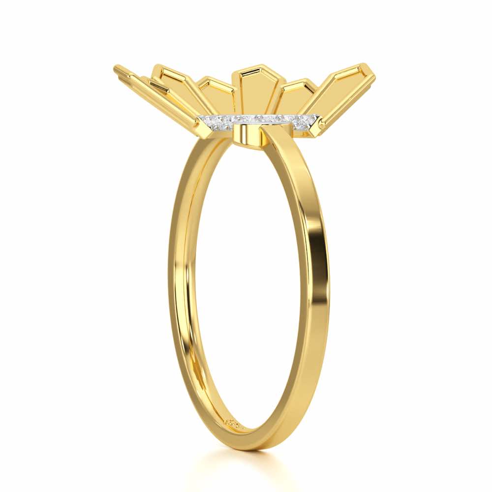 Tranquil Flame Silver Ring - Yellow Gold - Image 3