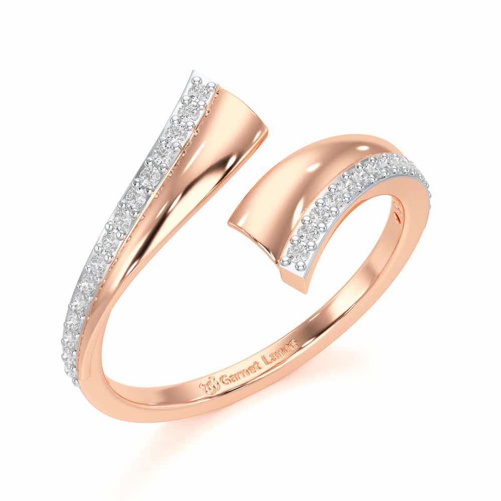 Tranquil Wave Silver Ring - Rose Gold - Image 1