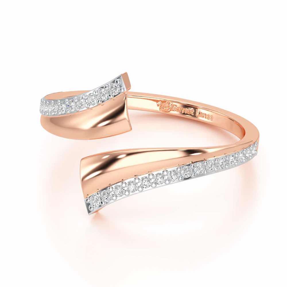 Tranquil Wave Silver Ring - Rose Gold - Image 2
