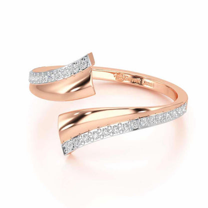 Tranquil Wave Silver Ring - Rose Gold - Image 2