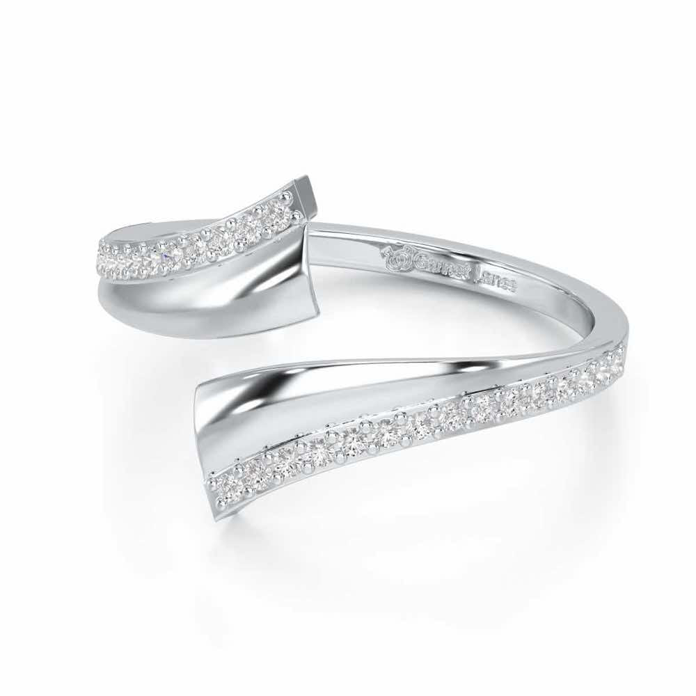 Tranquil Wave Silver Ring - White Gold - Image 2