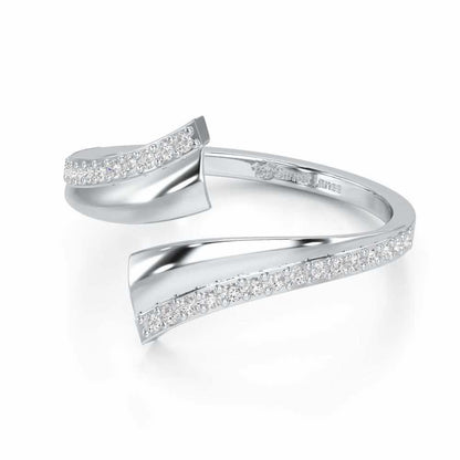 Tranquil Wave Silver Ring - White Gold - Image 2