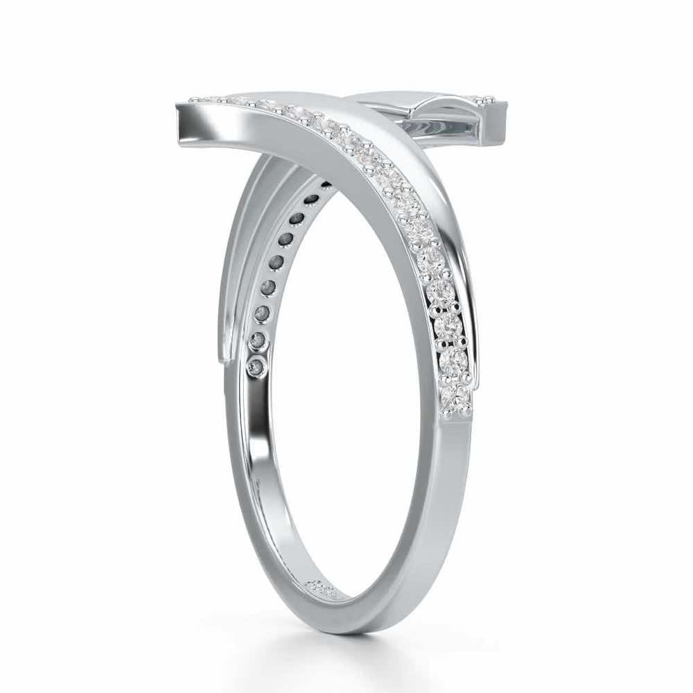 Tranquil Wave Silver Ring - White Gold - Image 3