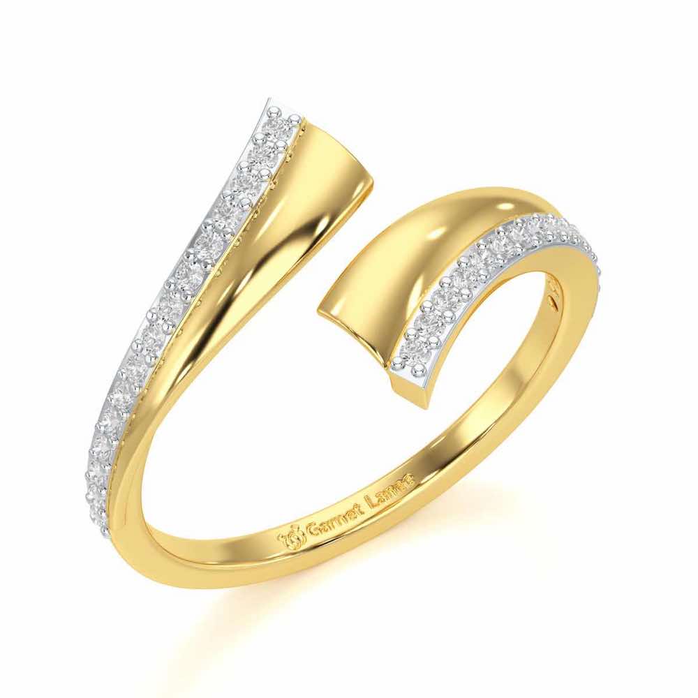 Tranquil Wave Silver Ring - Yellow Gold - Image 1
