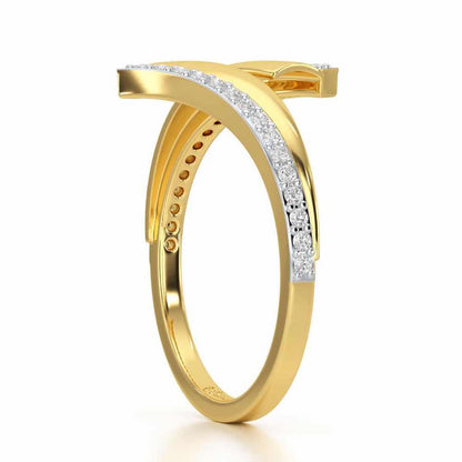 Tranquil Wave Silver Ring - Yellow Gold - Image 3