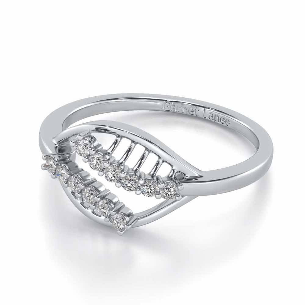 Trapeze Lattice Silver Ring - White Gold - Image 2
