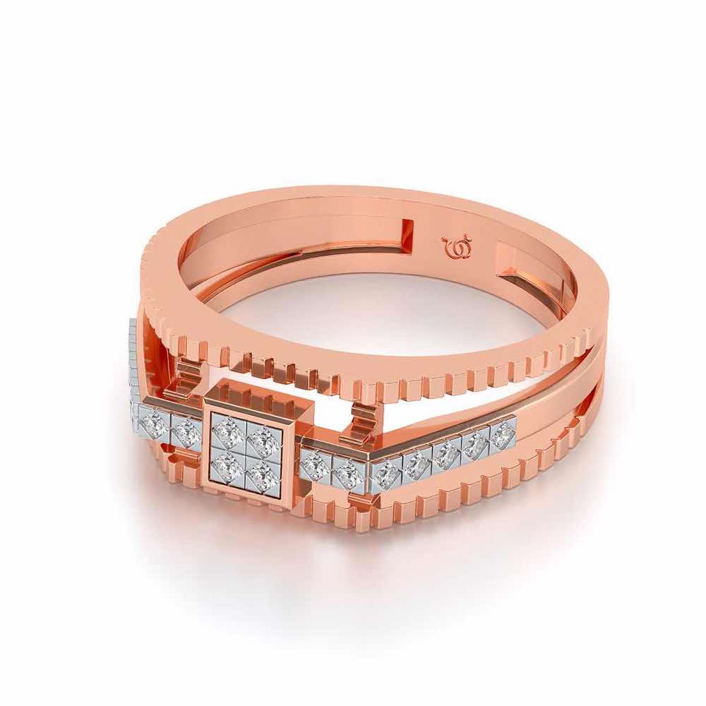 Tri-Band Ring For Men - Rose Gold - Image 2