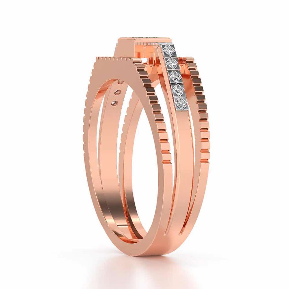 Tri-Band Ring For Men - Rose Gold - Image 3