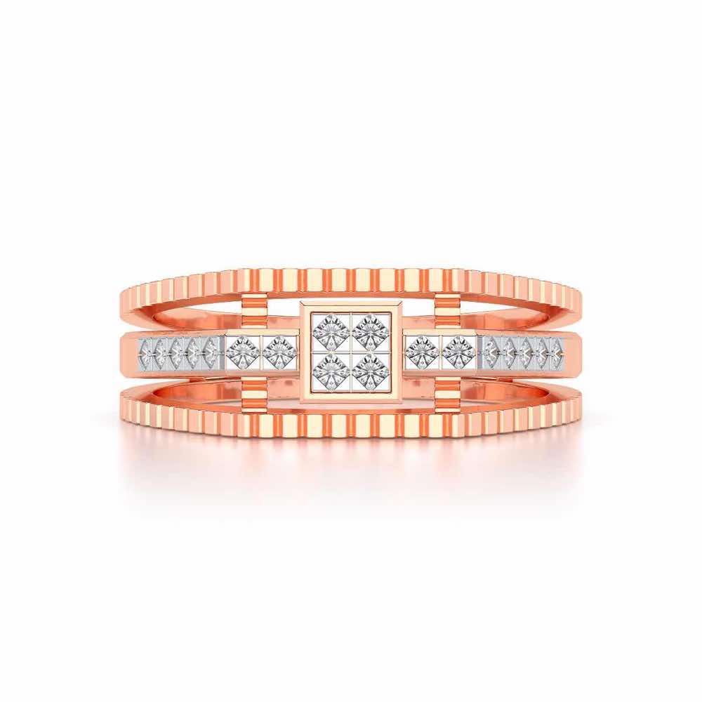Tri-Band Ring For Men - Rose Gold - Image 4