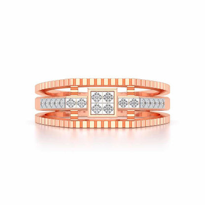 Tri-Band Ring For Men - Rose Gold - Image 4