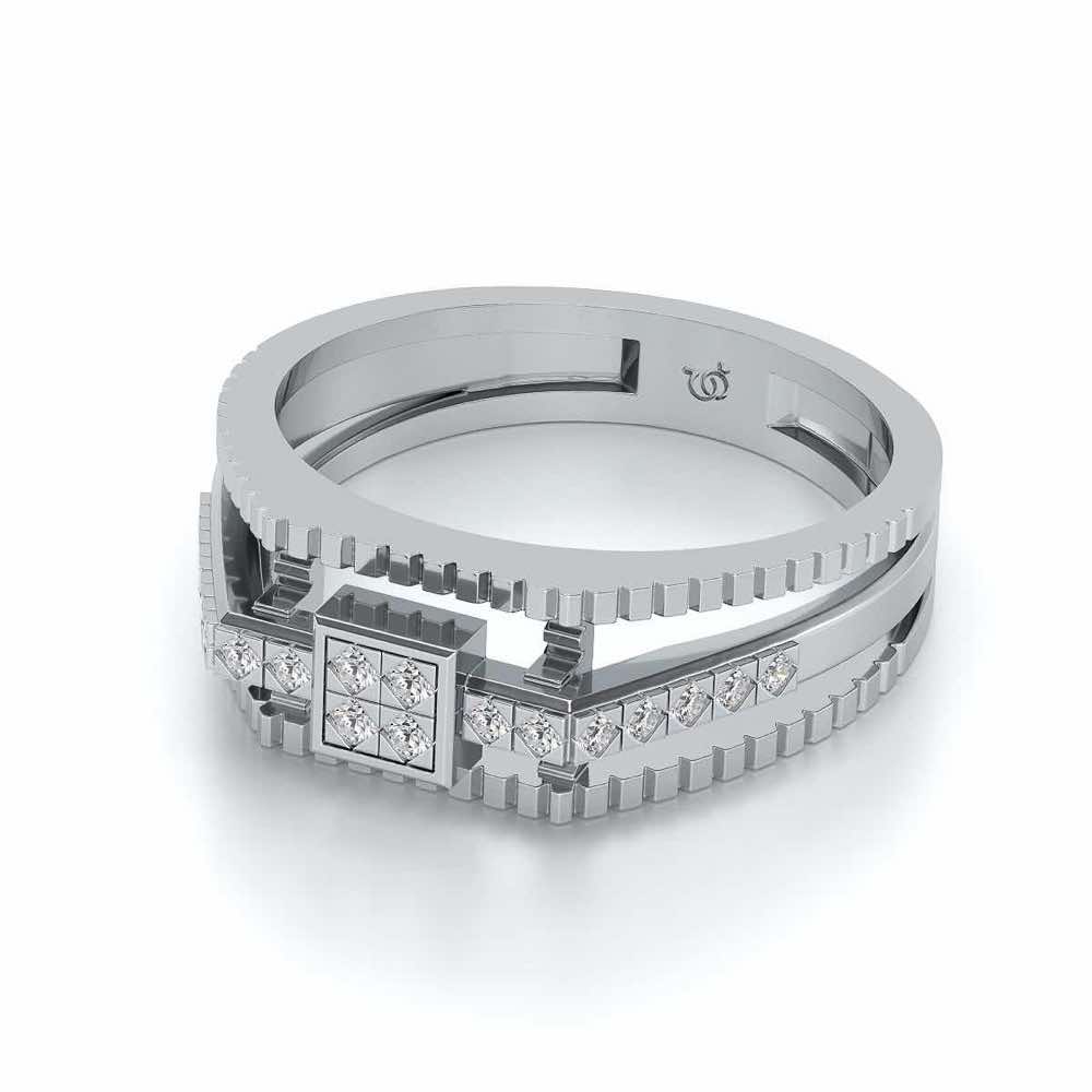 Tri-Band Ring For Men - White Gold - Image 2