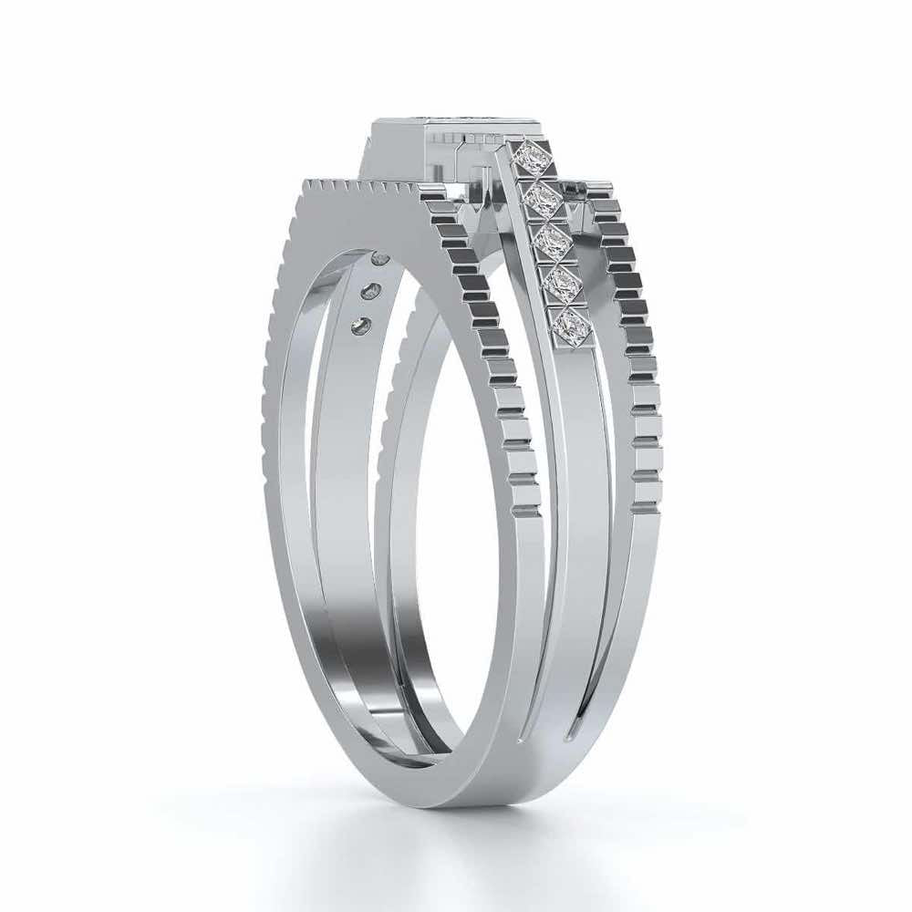 Tri-Band Ring For Men - White Gold - Image 3