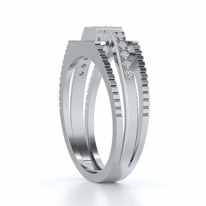 Tri-Band Ring For Men - White Gold - Image 3