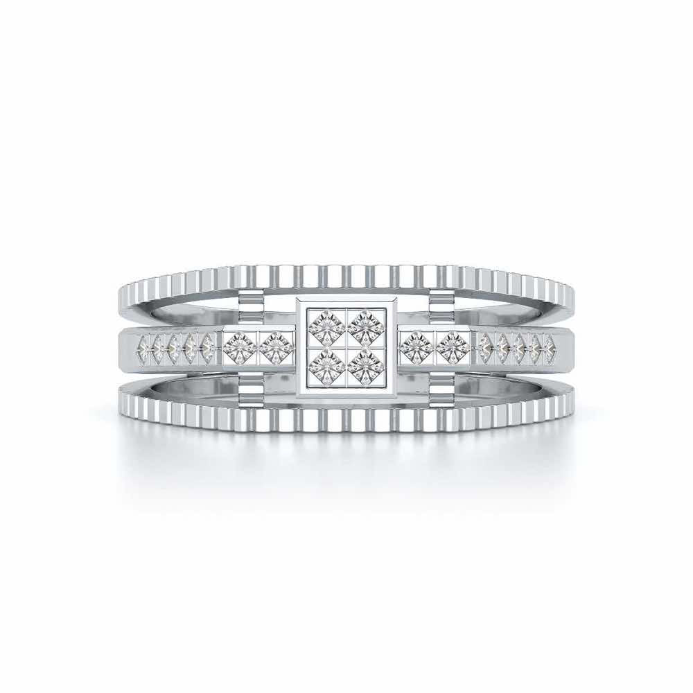 Tri-Band Ring For Men - White Gold - Image 4