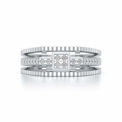Tri-Band Ring For Men - White Gold - Image 4