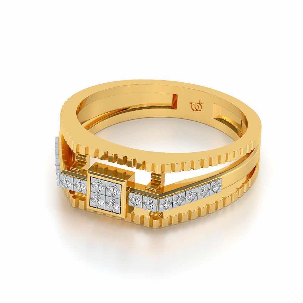 Tri-Band Ring For Men - Yellow Gold - Image 2