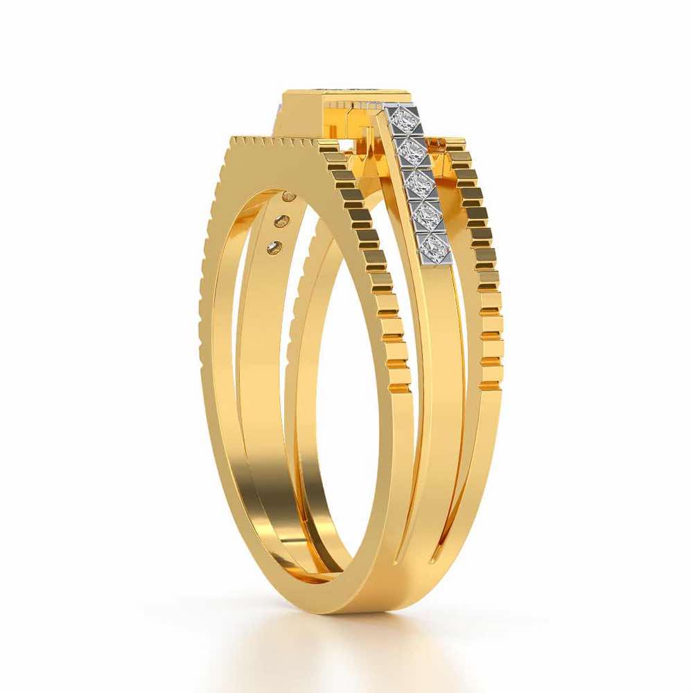 Tri-Band Ring For Men - Yellow Gold - Image 3