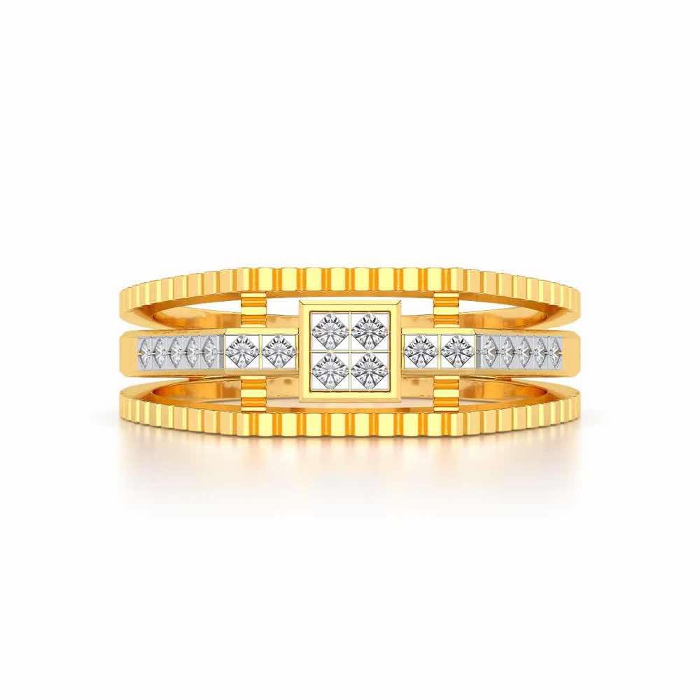 Tri-Band Ring For Men - Yellow Gold - Image 4