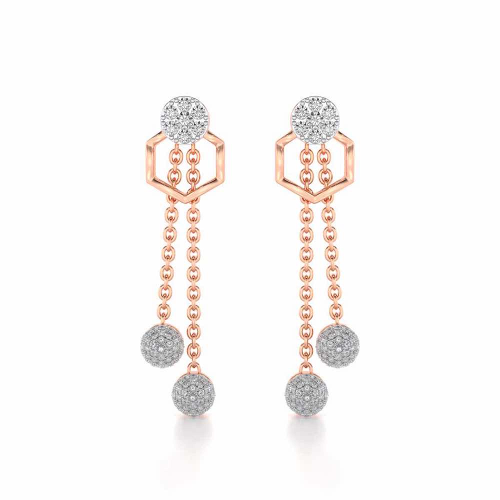 Tri Dot Silver Earrings - Rose Gold - Image 1