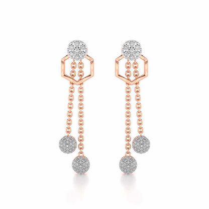 Tri Dot Silver Earrings - Rose Gold - Image 1