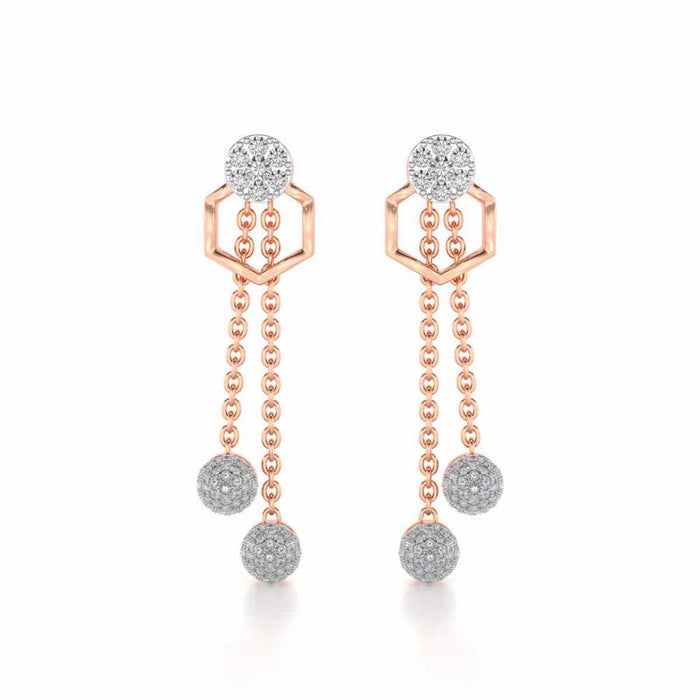 Tri Dot Silver Earrings - Rose Gold - Image 1