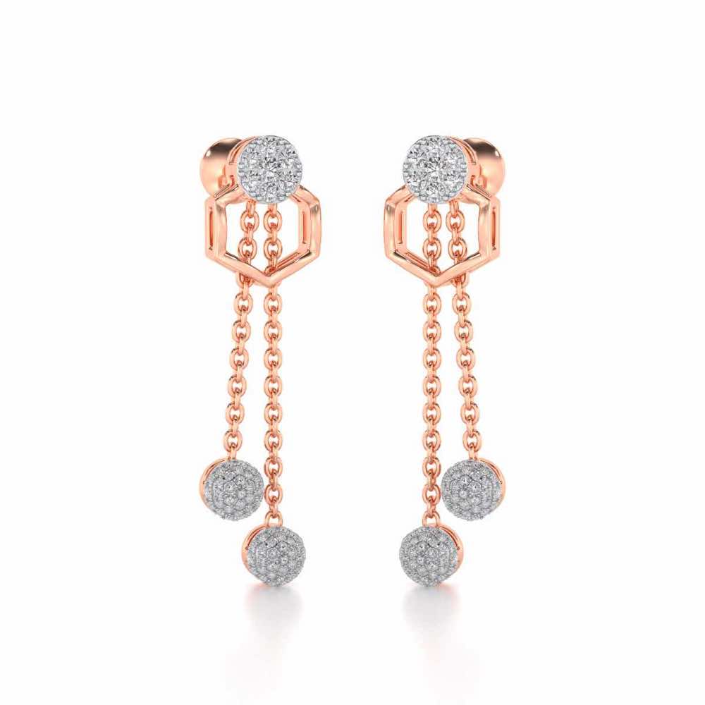 Tri Dot Silver Earrings - Rose Gold - Image 2