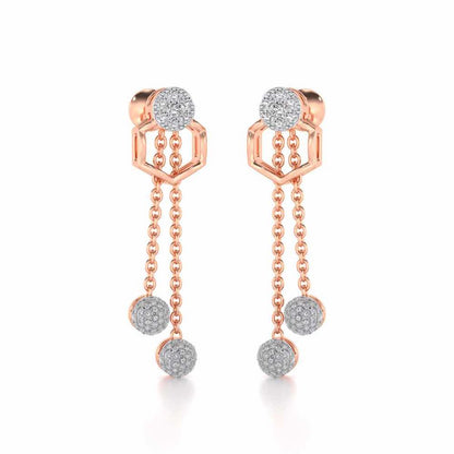 Tri Dot Silver Earrings - Rose Gold - Image 2
