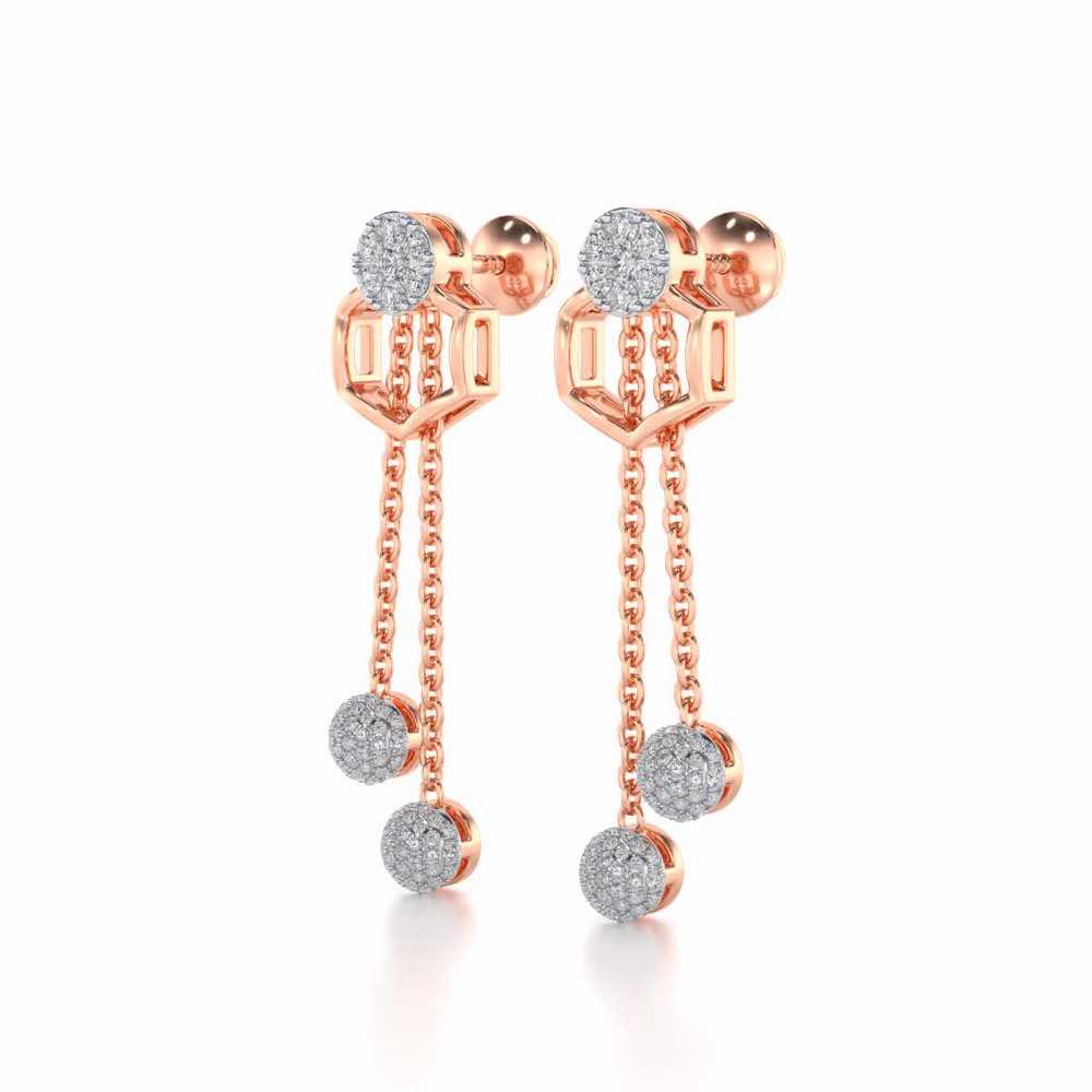 Tri Dot Silver Earrings - Rose Gold - Image 3