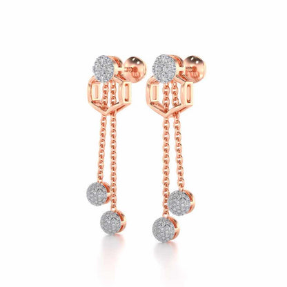 Tri Dot Silver Earrings - Rose Gold - Image 3