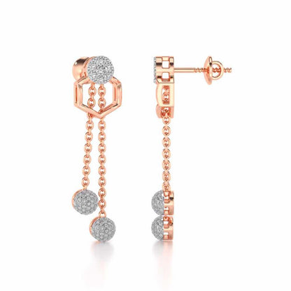 Tri Dot Silver Earrings - Rose Gold - Image 4