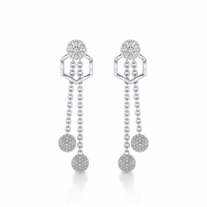 Tri Dot Silver Earrings - White Gold - Image 1