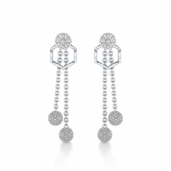 Tri Dot Silver Earrings - White Gold - Image 1