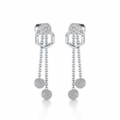 Tri Dot Silver Earrings - White Gold - Image 2