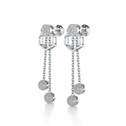 Tri Dot Silver Earrings - White Gold - Image 3