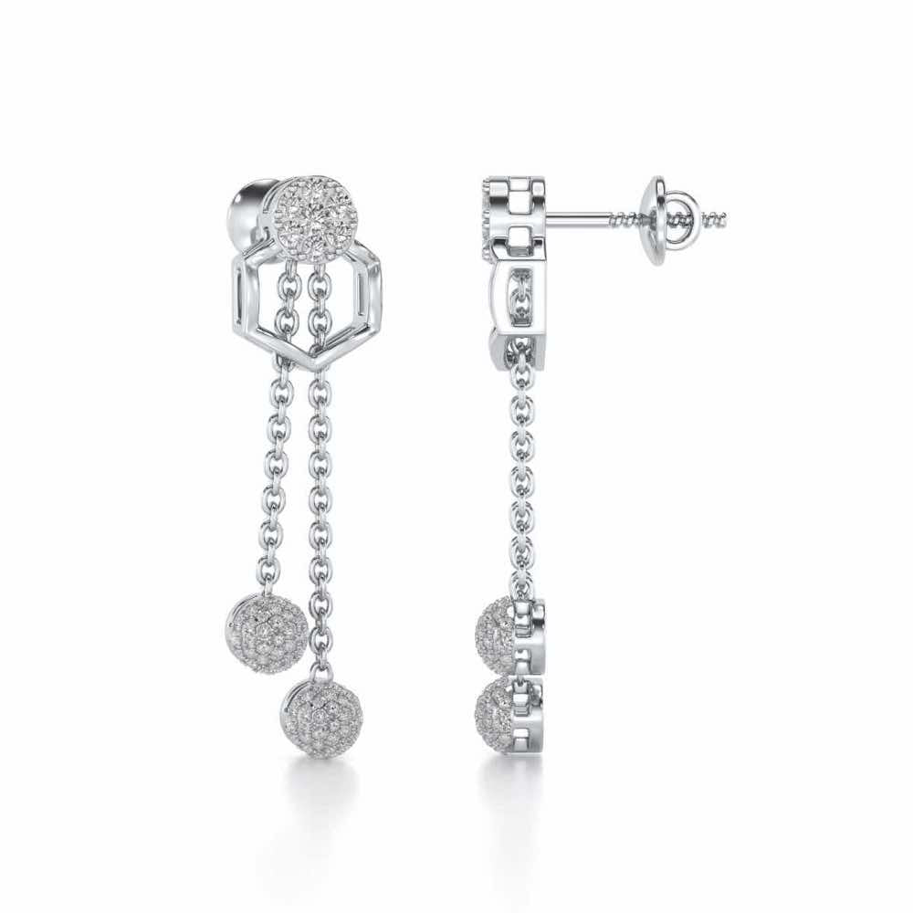 Tri Dot Silver Earrings - White Gold - Image 4